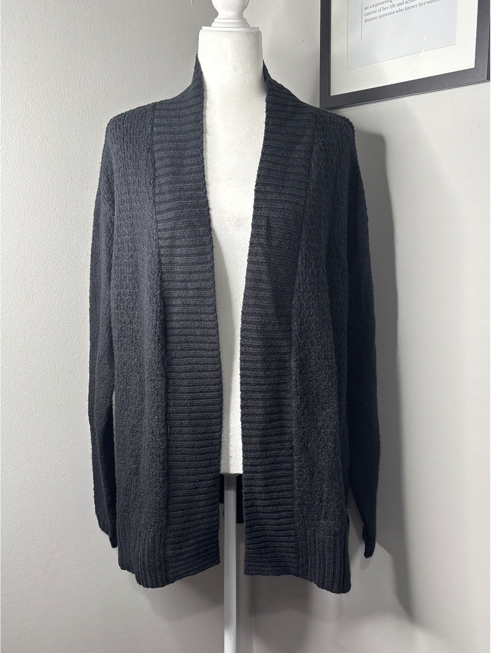 Sonoma Cozy Black Open Front Knit Cardigan Small